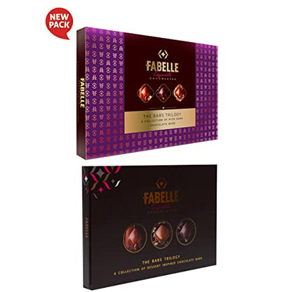 Fabelle The Bars Trilogy - 3 Assorted Large Luxury Chocolate Bars, Premium Packaged Gift Chocolate Box, Centre-Filled Bars, 388g