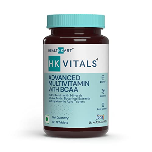 HealthKart HK Vitals Advanced Multivitamin with BCAA - Minerals, Amino Acids, Hyaluronic Acid, and Antioxidants - 60 Tablets