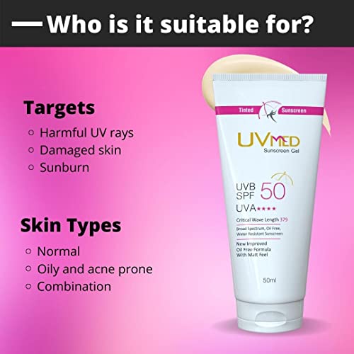 Uvmed Tinted Sunscreen Gel With SPF 50, 50ml