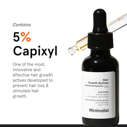 Minimalist Hair Growth Serum With 3% Redensyl, 3% Anagain, 3% Procapil, 5% Capixyl & 4% Baicapil 18%r Fall Control | For Men & Women | 30 Ml, 30 Grams