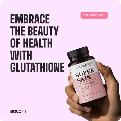 Boldfit L Glutathione 1000mg Capsules with Vitamin C & E for Immune Support, Antioxidant Support, HeSkin & Liver Detox for Men and Women - 30 Capsules