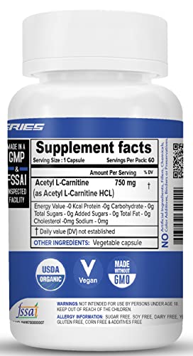 NutriJa Acetyl L-Carnitine 750mg - 60 Capsules