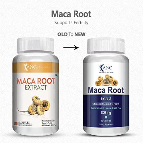 ANC Maca Root Extract 800mg For Reproductive Growth Improves Energy And Stamina Good For Men And Women 90 Capsules Pack of 4