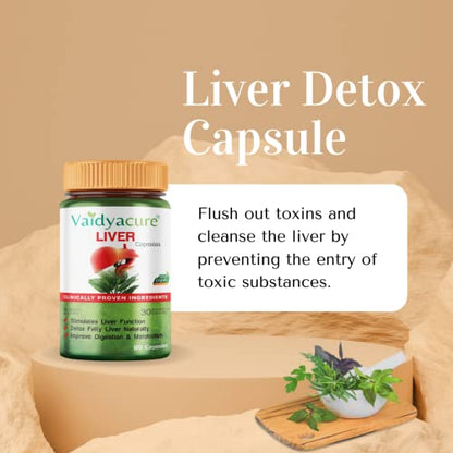Vaidyacure's Liver Detox Milk Thistle Capsules - Ayurvedic Medicine for Fatty Liver, Liver Detox Miln and Protection Against Fatty Liver (60 Capsules)