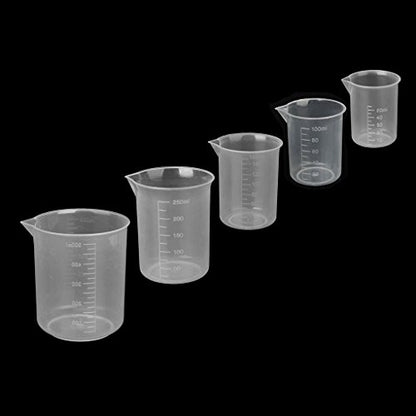 Truvic 50ml 100ml (250ml-2) 500ml Plastic Science Beaker Set Measuring Cup - 5pcs