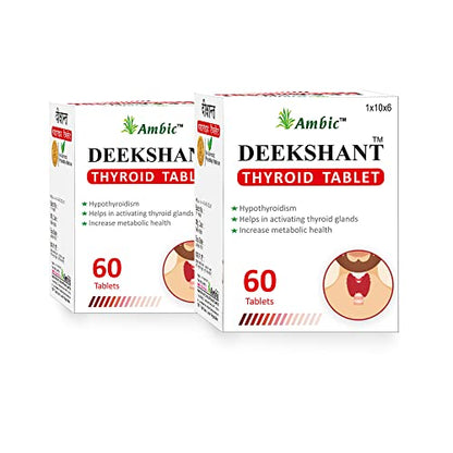 AMBIC DEEKSHANT Thyroid Ayurvedic Medicine for Hypothyroidism - 120 Tablets, Contains Goodness Of Or, Haldi & Mulethi makes it Best Thyroid Supplement