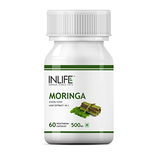 INLIFE Moringa Leaf Extract (10:1) Supplement, Weight Management, Powerful Antioxidant, 500mg - 60 Veg Capsules