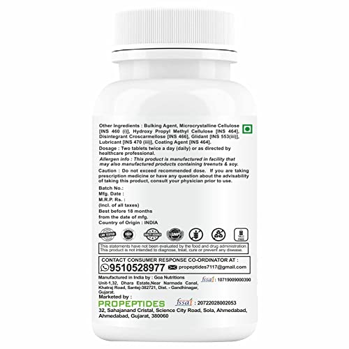 Propeptides Height Increase Tablet For Men & Women with Protein Powder, Vitamins, Minerals, EAA, Plant Extracts - 60 Tablets