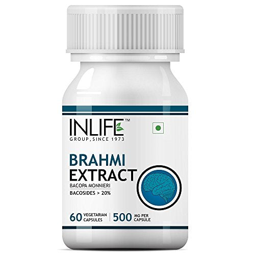 INLIFE Brahmi/Bacopa Monnieri Extract Tablet Supplement, 500 mg – 60 Veg Capsules