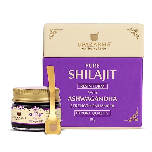 UPAKARMA Ayurveda 100% Ayurvedic, Original & Pure Shilajit/Shilajeet Resin Form with Ashwagandha - 10g