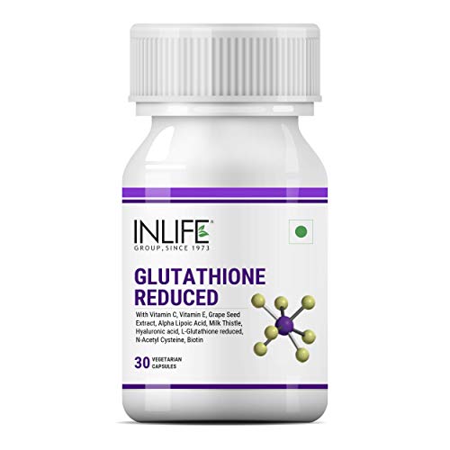 INLIFE L Glutathione 1000mg, Vitamin C, Milk Thistle, Grape Seed Extract, Biotin, 30 Counts