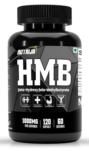 NutriJa HMB 1000MG Capsules (Beta-Hydroxy Beta-Methylbutyrate) - Pure HMB | Prevents Muscle Breakdown, Faster Recovery, Strength (120 Capsules)