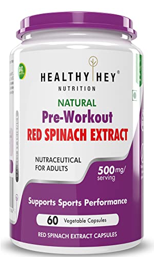 HealthyHey Nutrition Natural Pre-Workout Red Spinach Extract - Oxystrom - High in nitrate 60 capsules
