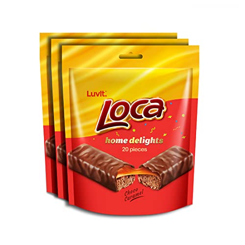 Luvlt Loca Home Delight Choco Caramel Bar with Nougat | Homepack | Pack of 3 - 200gm Each
