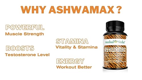 Herbal Veda Ashwamax Capsules for Men with Ashwagandha, Gokshura, Shatavari, Safed Musli Ayurvedic Product 60 Capsules (Pack of 1)