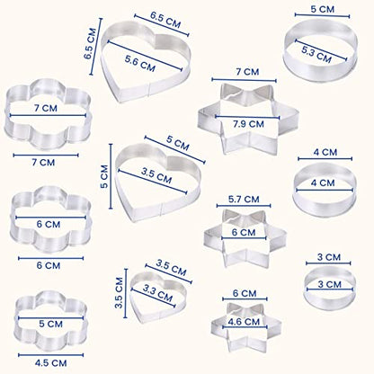 SYGA 12 Pieces Cookie Cutter Stainless Steel Cookie Cutter with Different Shape