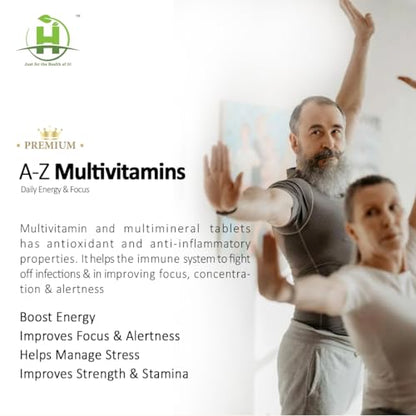 Healthy Nutrition A-Z Multivitamin for Men & Women with 24 Essential Vitamins & Minerals (60 Tablets)