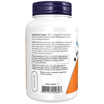 NOW Foods Gaba 750mg, 100 Vcaps