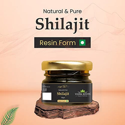 Vedikroots Pure and Natural Shilajit/Shilajeet Resin 30g | Suitable for Men & Women (Pack of 1)