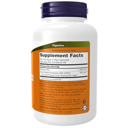 Now Foods, Betaine HCL, 648 mg, 120 Veggie Caps