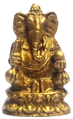 Purpledip Rare Miniature Brass Idol Ganesha: Unique Collectible Gold Finish Statue (11900)