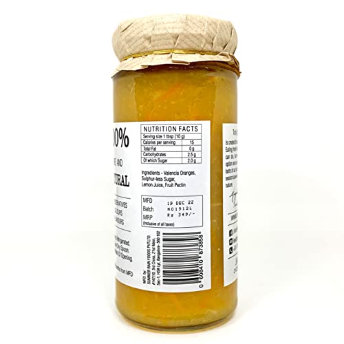 Orchard Lane Orange Marmalade Jam with 80% Orange Content, No Preservatives or Chemicals, 280 Grams- Low Sugar