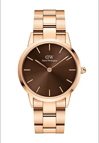 Daniel Wellington Iconic Link Amber Rose Gold Strap Brown Dial Men's Watch (40mm)