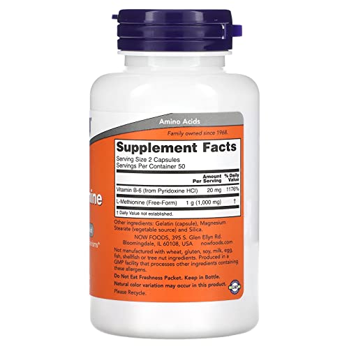 NOW Foods L-Methionine 500 mg Caps, 100 ct