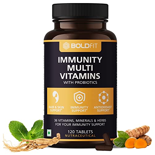 Boldfit Multivitamin For Men & Women With Probiotics Vitamin C, E, Zinc - Multvitamin Tablets For Imy, Biotin, Healthy Hair, Skin & Nails -120 Tablets