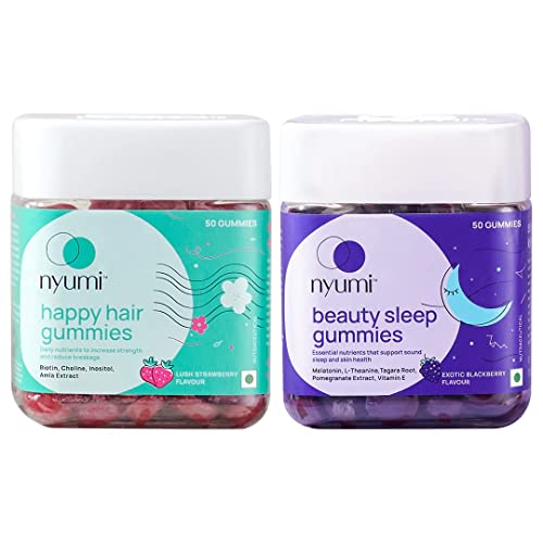 Nyumi Gummies for Hair & Sleep with Biotin, Melatonin, & Multivitamins | Pack of 100 Gummies