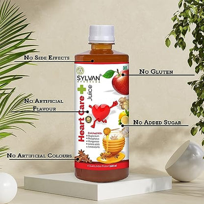 Sylvan Premium Heart Care+ Juice - 500 ml-Cholesterol Care Juice - 500 ml I Apple Cider,Ginger, Desi Garlic, Lemon, Cinnamon