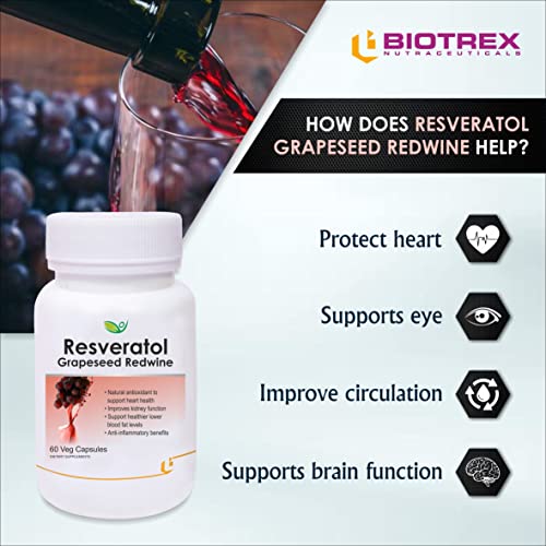 Biotrex Nutraceuticals Resveratrol Grapeseed Redwine supplement - 60 Capsules