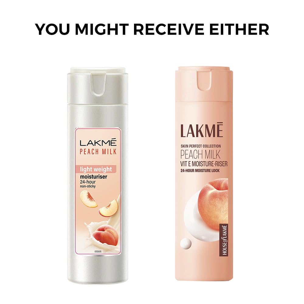 Lakme Peach Milk Face Moisturizer 200 ml, Daily Lightweight Lotion with Vitamin E for Soft Glowing Skin - Non Oily 24h Moisture for Women