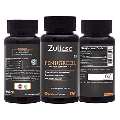 Zulicso Fenugreek Pure Seed Extract 500mg - 60 Veg Capsules