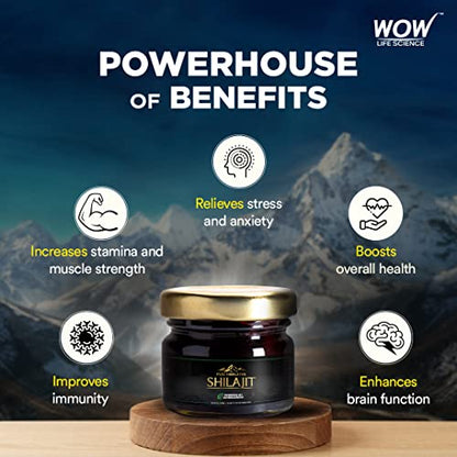 WOW Life Science Pure Himalayan Shilajit/Shilajeet Resin Powered by Ashwagandha - 20g