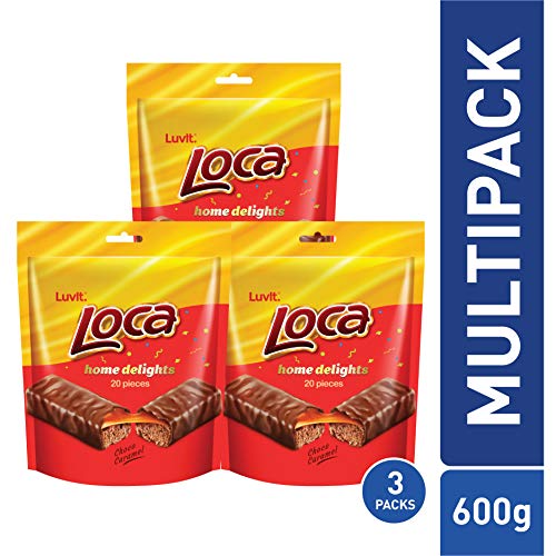 Luvlt Luvit. Loca Home Delight Choco Caramel Bar with Nougat Multipack, 600g - Pack of 3, 742 g