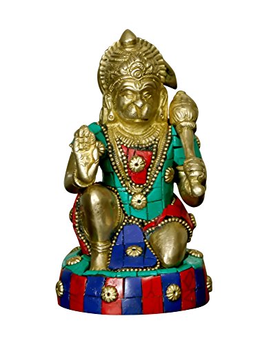 Brass/Idol Lord Hanuman ji Murti Statue Handcrafted Showpiece for Pooja/Gift (3x2.5x5 inches), Weight - 0.9 kg