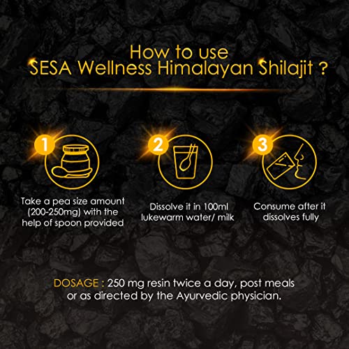 sesa Himalayan Shilajit Resin 20G -100% Ayurvedic Helps Boost Strength, Endurance & Immunity - 60%+ Fulvic Acid |Contains Lab Certificate,Pack of 1