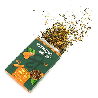 Chaayos Turmeric Cinnamon Green Tea | Whole Leaf Loose Tea - 100g [50 Cups]