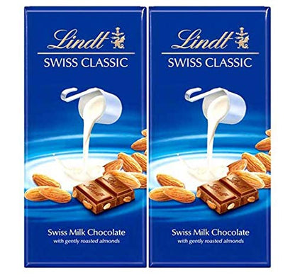 Lindt Swiss Classic Bar Chocolate, Almond, 2 X 100 G