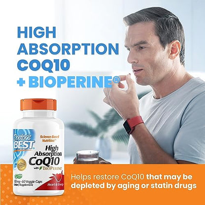 Doctor's Best, High Absorption CoQ10, with BioPerine, 100 mg, 60 Veggie Caps.