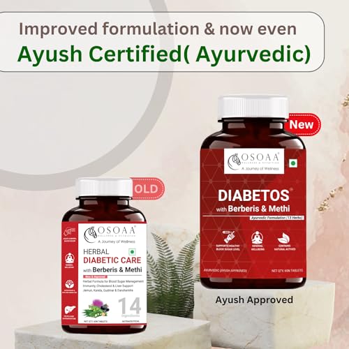 OSOAA Ayurvedic Diabetos - 13 Herbs | 60 Tablets with Karela, Berberies, Amla, Methi, Jamun