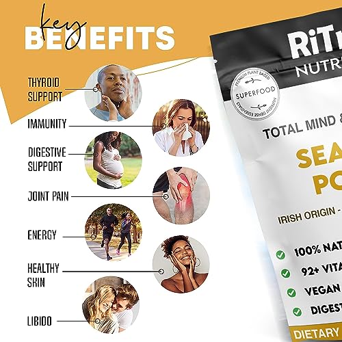 RiTrue Nutrition SEA MOSS Powder - 60 Gm - Irish Sourced - Seamoss Extract Dietary Supplement For Eating (Raw Honduran Gel)