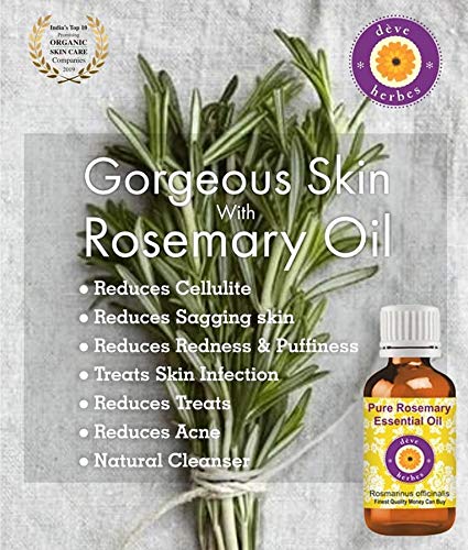 Deve Herbes Rosemary Essential Oil (Rosmarinus officinalis) 100% Natural Therapeutic Grade Steam Distilled 1250ml