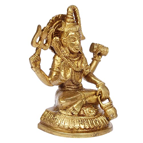 ARTVARKO Astadhatu Lord Shiva Murti Idol Bhagwan Shankar Brass Bhole Nath Mandir Temple Showpiece Accessories Vastu Remedy Size 5 Inches