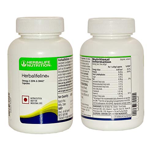 Herbalife Herbalifeline with Omega-3 Fatty Acids, EPA & DHA -Pack of 60 Capsules