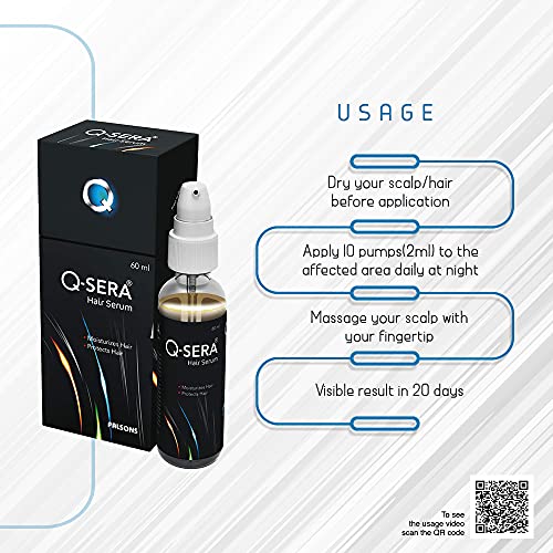 Q-Sera Hair Serum 60ml for Thick Hair| With Unique Damage Repair Formula| With Milk Based Anti-Inflanes for Quick Hair-Fall Control| For Men and Women