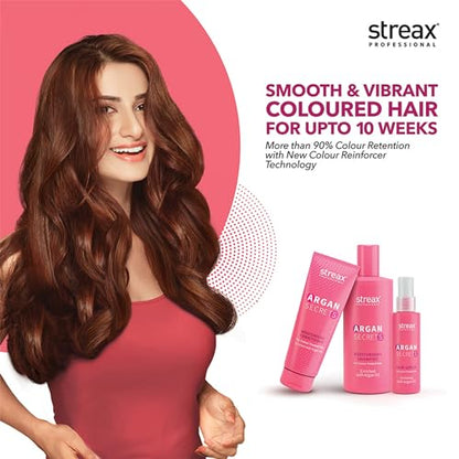 Streax Professional Argan Secrets Colour Protect Hair Serum for Women | Enriched with Argan Oil & UVe & Smoothness | Enhances Radiance of Hair | 100ml