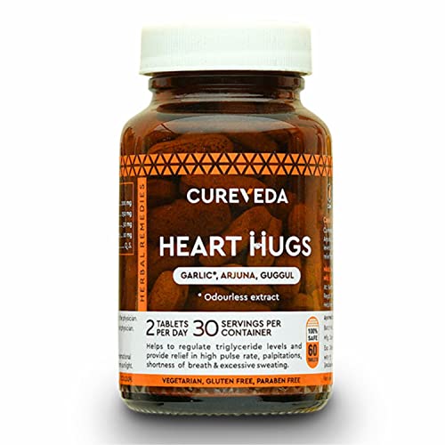 Cureveda Herbal Heart Hugs - For Healthy Heart Cardiac Wellness Cholesterol control - 60 Tablets