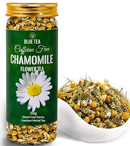 BLUE TEA - Chamomile Flower Tea | Pure Whole Flower Buds of Chamomile | Calming Tisane - Soothing Tea | 30 Gm (30 Cups)